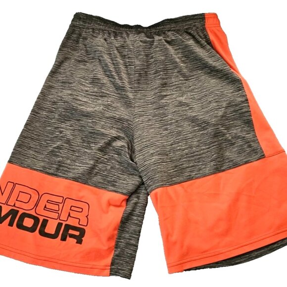 Under Armour Boys Athletic Shorts Heat Gear Gray & Orange Youth Size XL - Picture 3 of 4